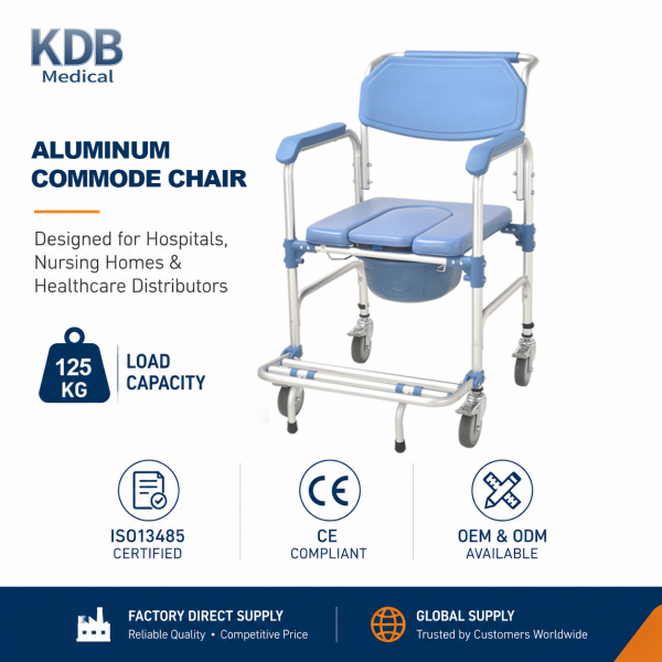 KDB Series Aluminum Commode Chair with U-Shaped Padded Seat | OEM Factory