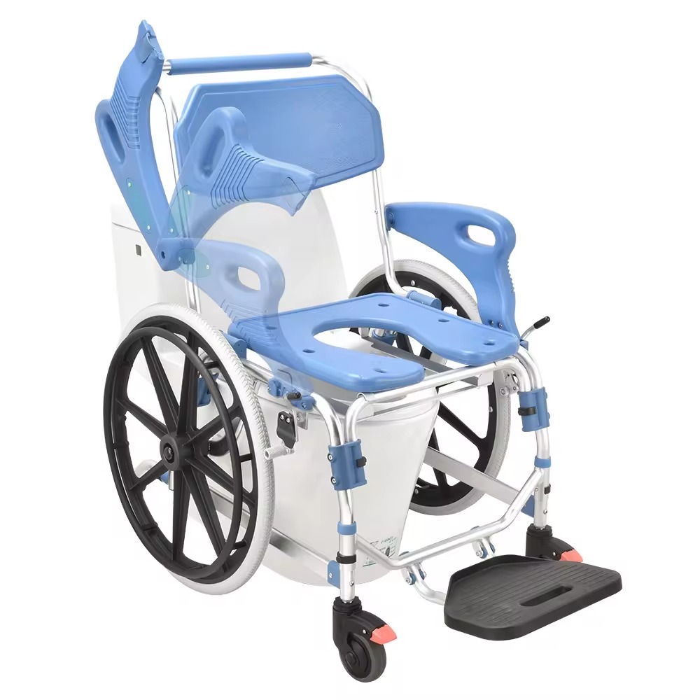 KDB Series Aluminum Commode Wheelchair with 22" Rear Wheels | OEM Factory - Image 3