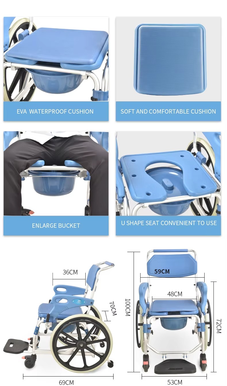 KDB Series Aluminum Commode Wheelchair with 22" Rear Wheels | OEM Factory - Image 4