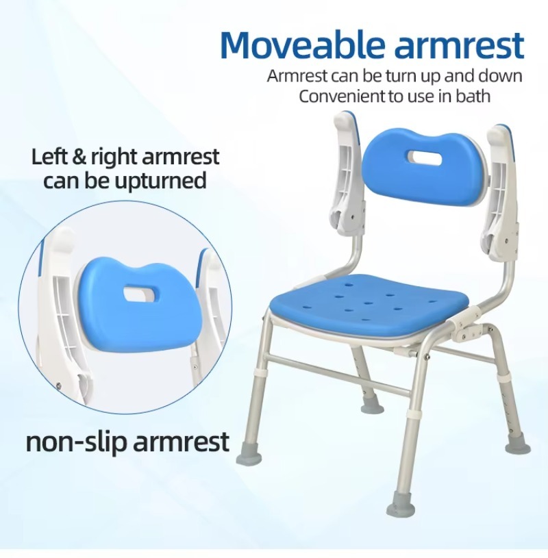 KDB795 Shower Chair with Flip-Up Armrests and Backrest | OEM Factory - Image 4