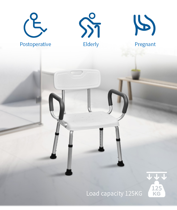 KDB Series Height-adjustable aluminum shower chair | OEM Factory - Image 2