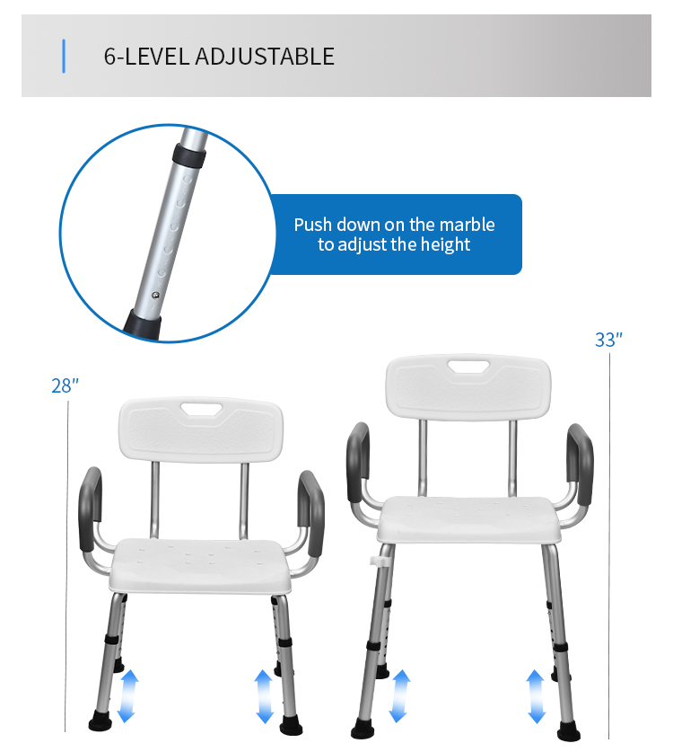 KDB Series Height-adjustable aluminum shower chair | OEM Factory - Image 3