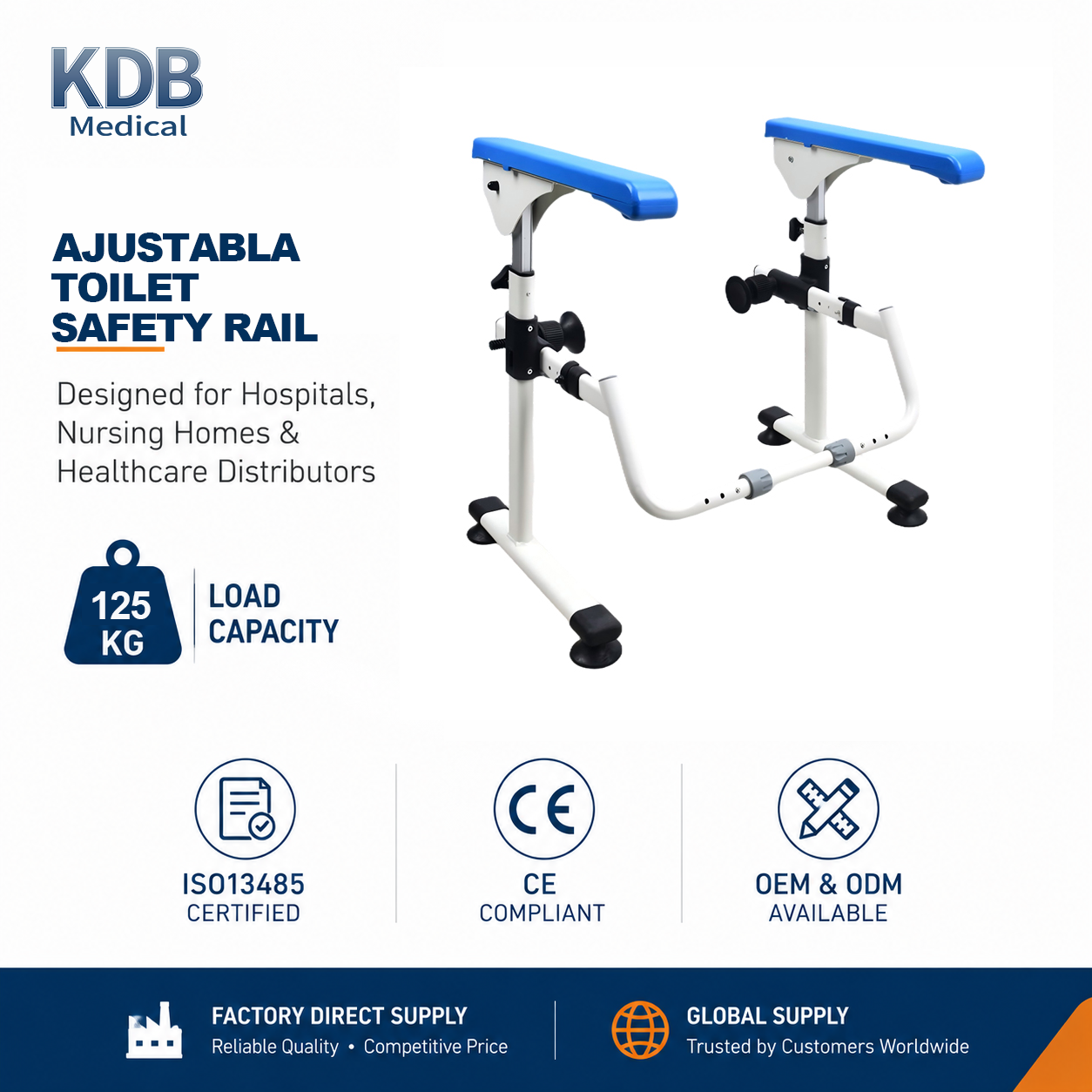 KDB502E02 Adjustable Toilet Safety Rail Frame | OEM Factory