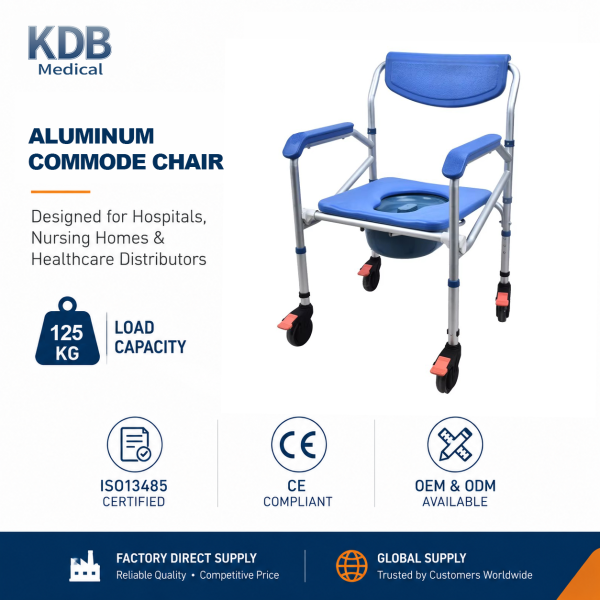 KDB Series Adjustable Aluminum Commode Chair with Padded Seat | OEM Factory