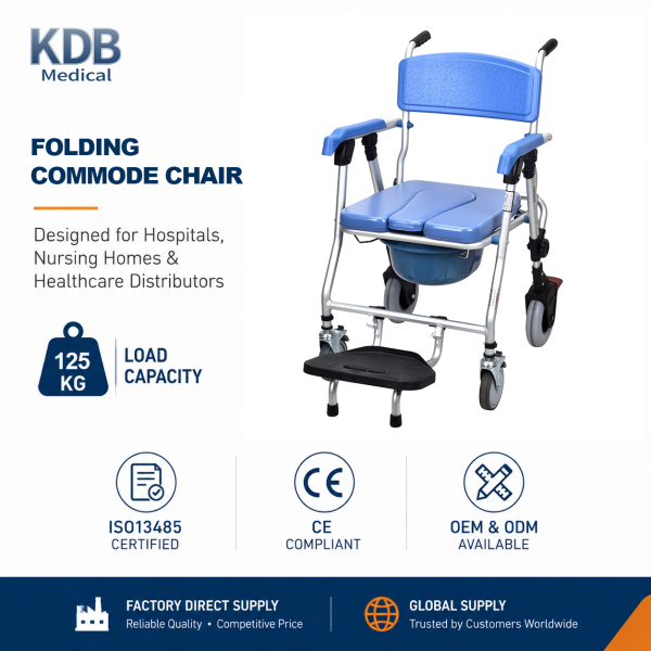 KDB Series Folding Commode Chair with Adjustable Height | OEM Factory