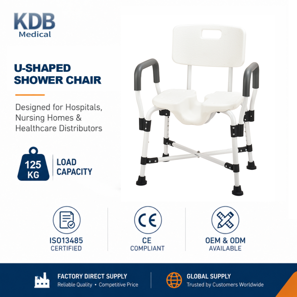 KDB Series Height Adjustable Shower Chair with Backrest | OEM Factory
