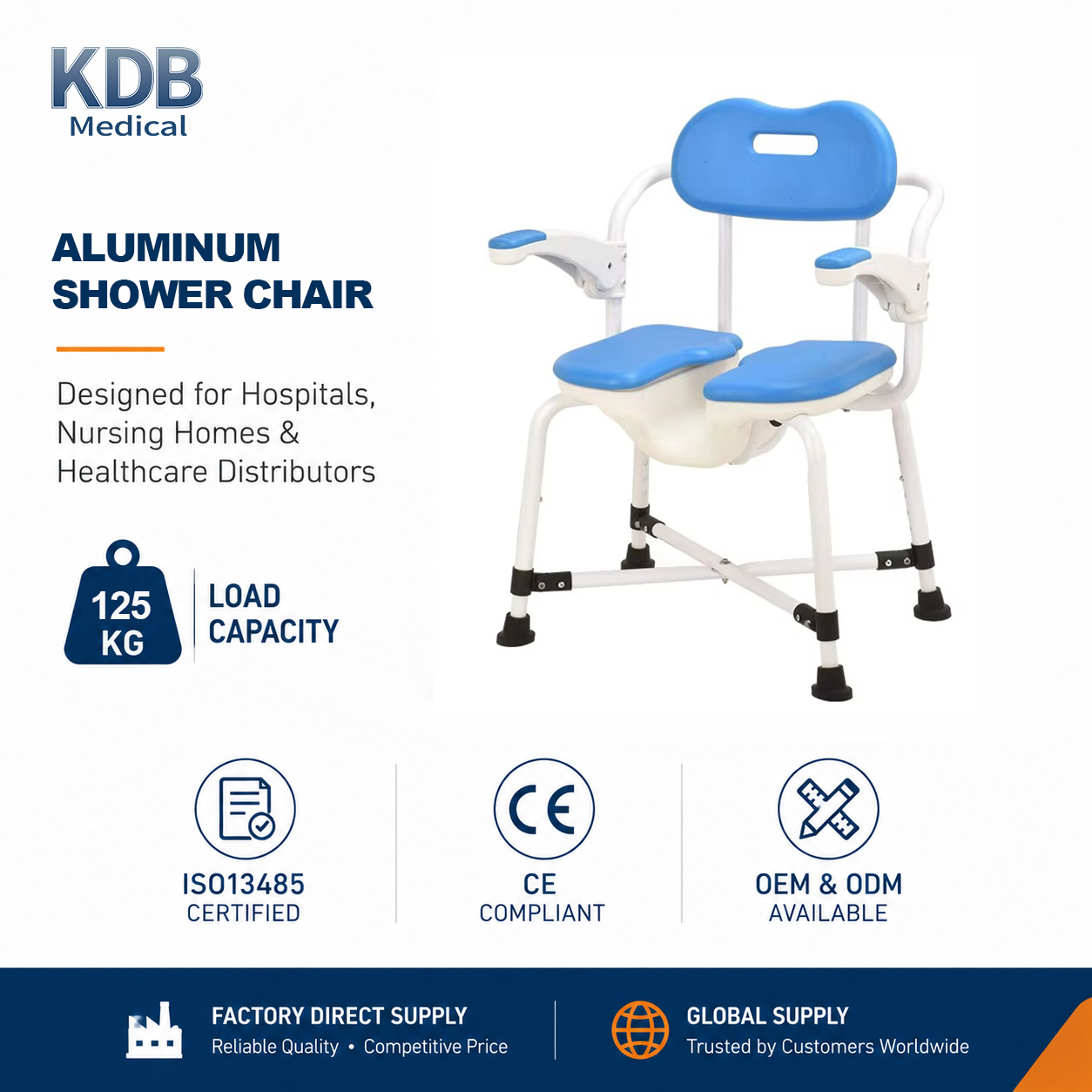 KDB Series Adjustable Shower Chair with EVA Padded Seat | OEM Factory
