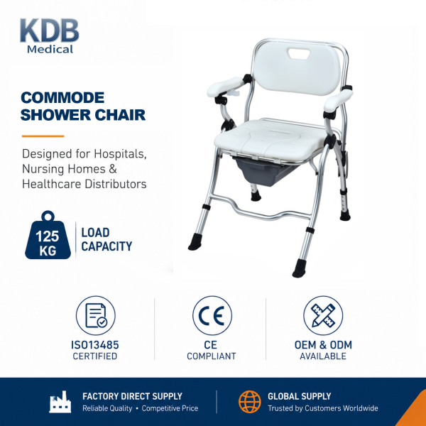 KDB Series Heavy Duty Shower Chair with Backrest & Armrests | OEM Factory