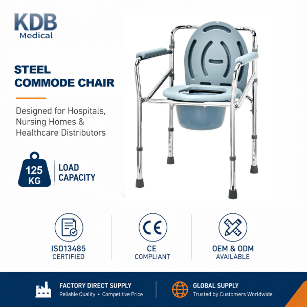 KDB Series Adjustable Height Electroplated Commode Chair | Wholesale