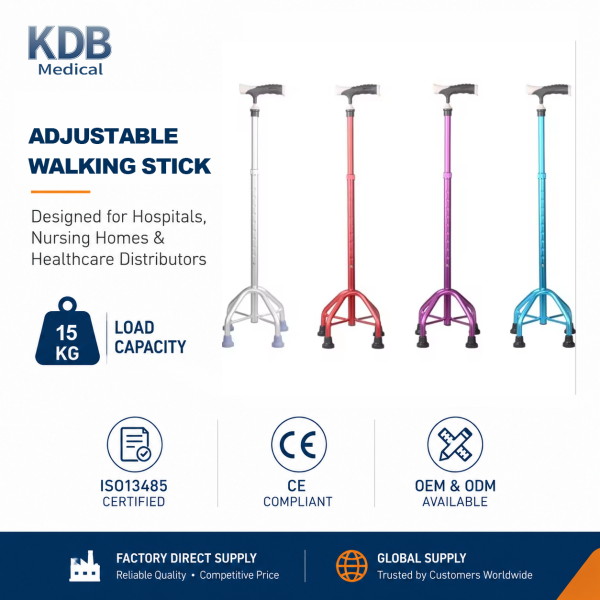KDB Series Aluminum Quad Cane with U-Shaped Handle | Wholesale