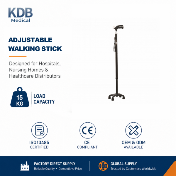 KDB Series Lightweight Aluminum Quad Cane with Adjustable Height | OEM Factory