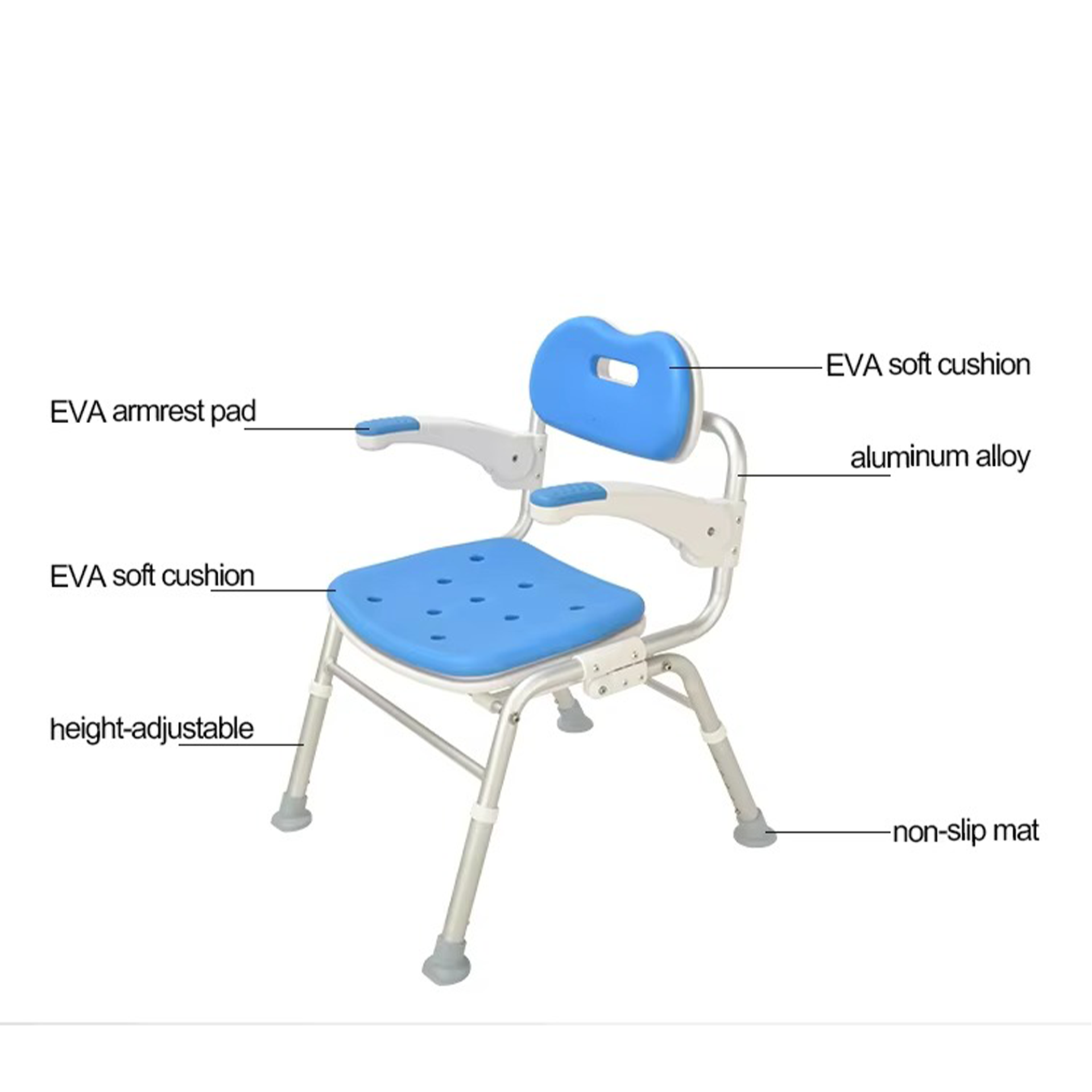 KDB Series Adjustable Shower Chair with EVA Padded Seat | OEM Factory - Image 2