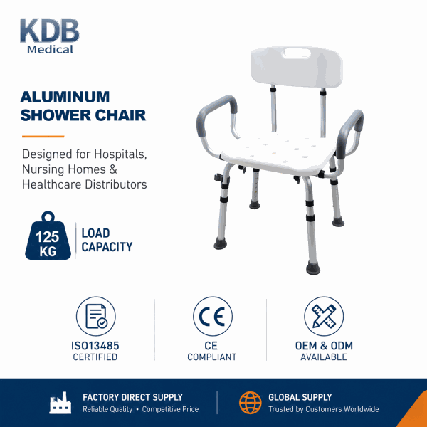 KDB Series Adjustable Shower Chair with Removable Armrests | OEM Factory