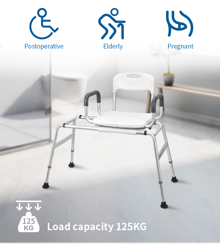 KDB Series Rotating Sliding Shower Chair with PE Backrest | OEM Factory - Image 2