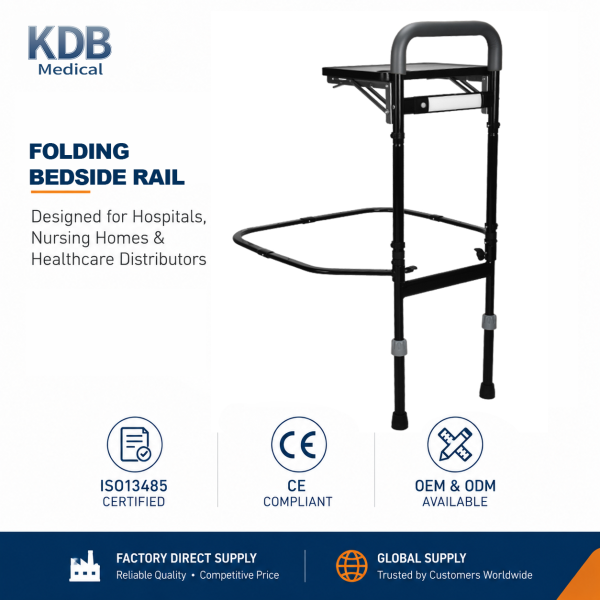 KDB Series Bedside Safety Rail with Foldable Table Tray | OEM Factory