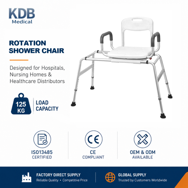 KDB Series Rotating Sliding Shower Chair with PE Backrest | OEM Factory