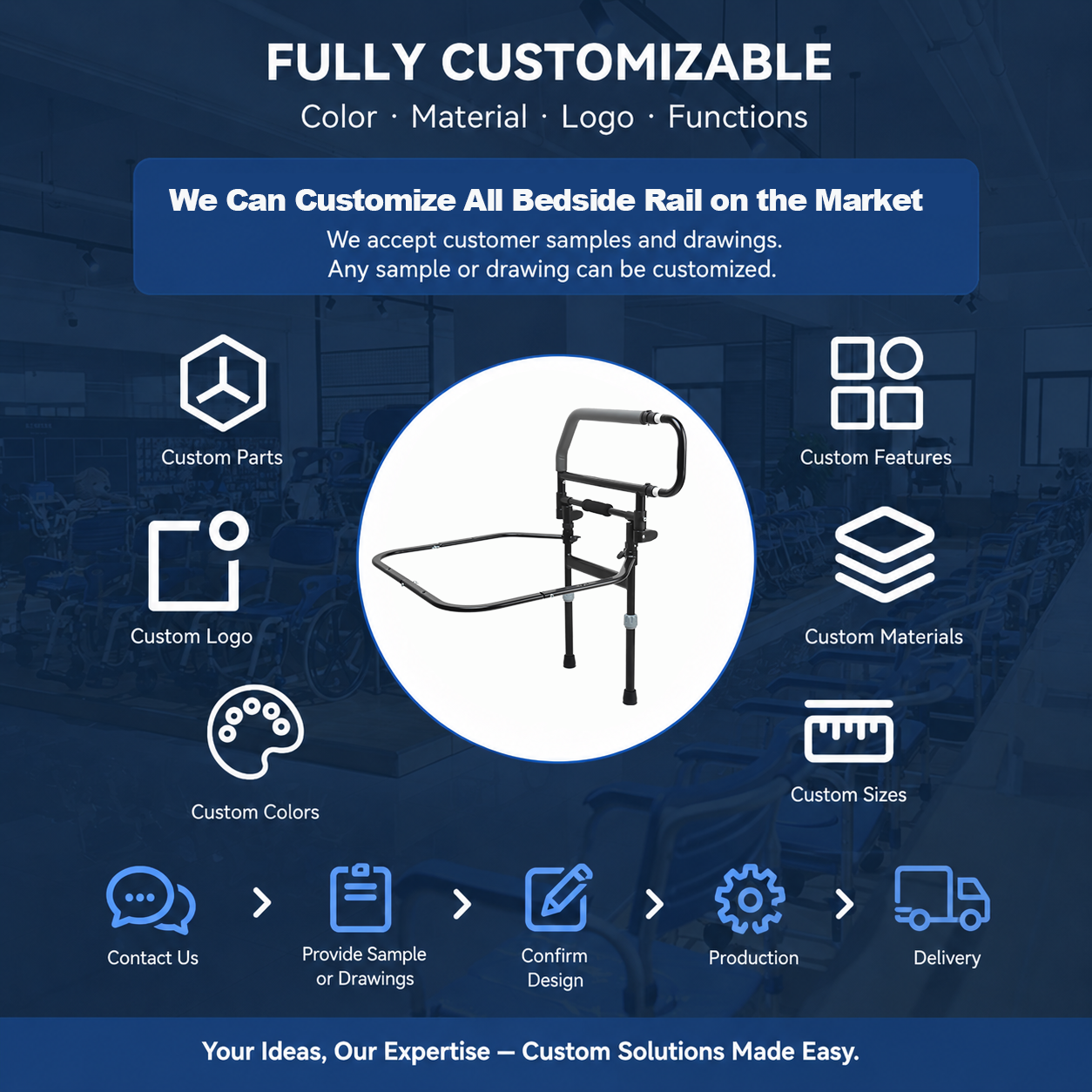 KDB Series Adjustable Bedside Safety Rail | OEM Factory - Image 4