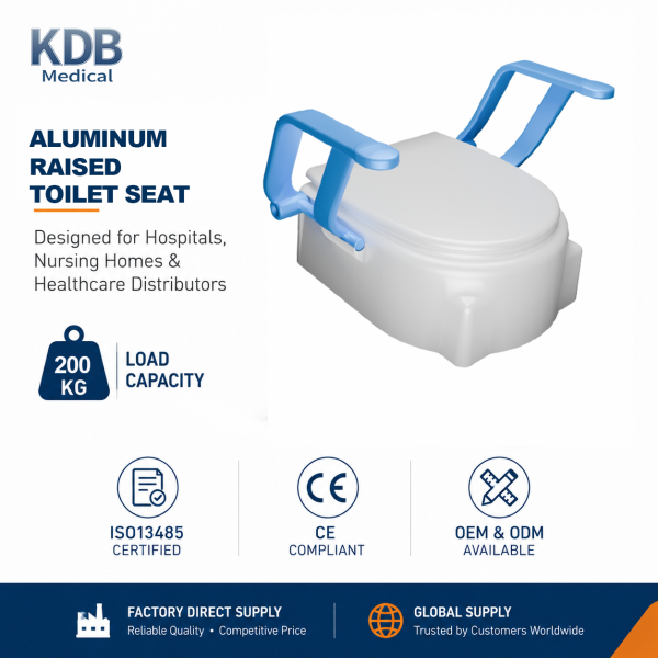 KDB Series Raised Toilet Seat with Flip-Up Armrests | OEM Factory
