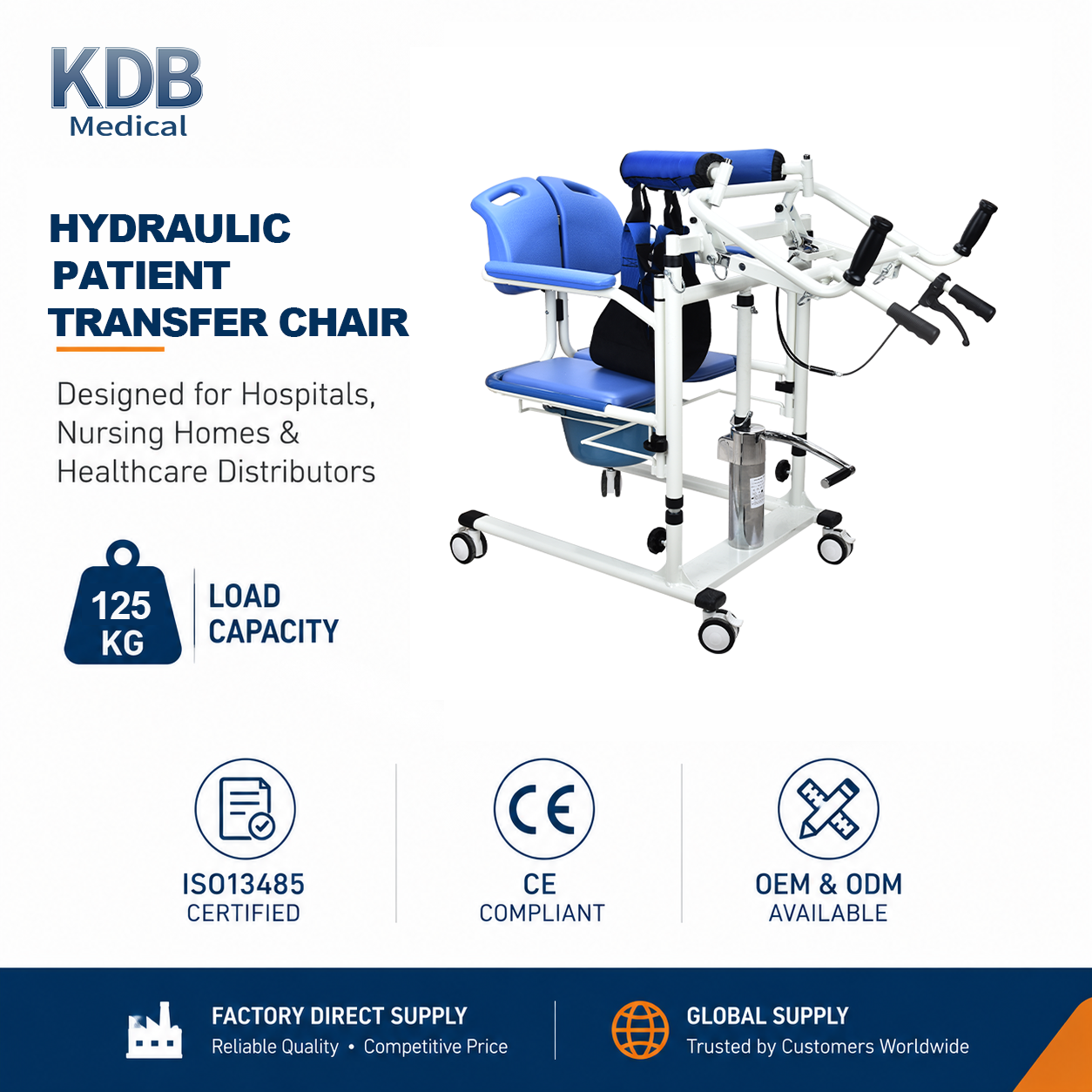 KDB Series Hydraulic Patient Transfer Chair | OEM Factory