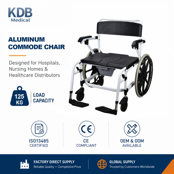KDB691D 24" Wide Commode Chair with Adjustable Footrest | OEM Factory