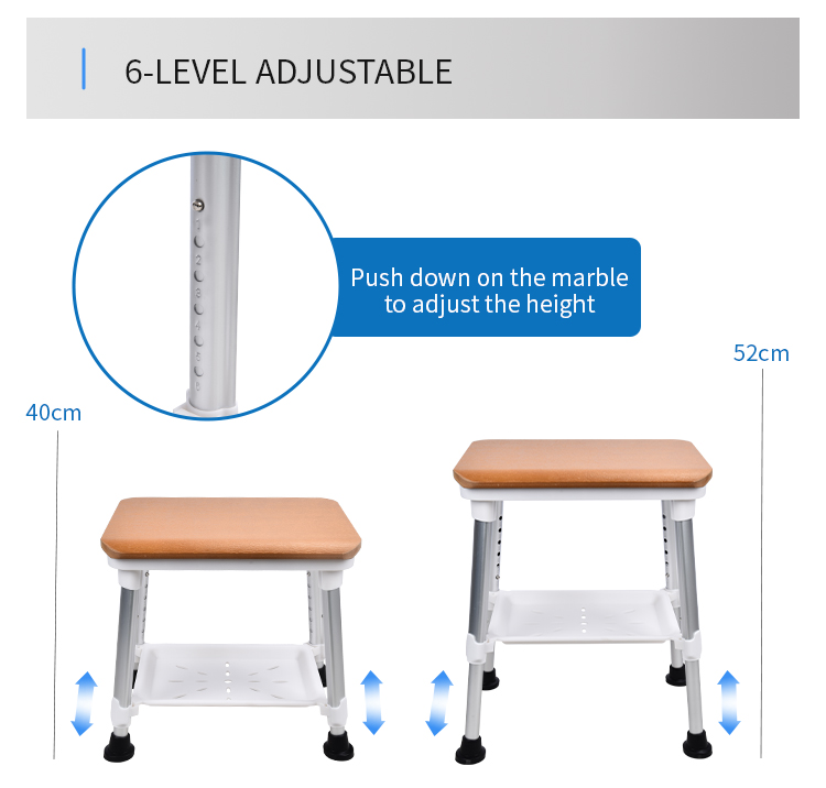 KDB Series Custom Shower Stool with Wood-Style Seat & Tray | OEM Factory - Image 3