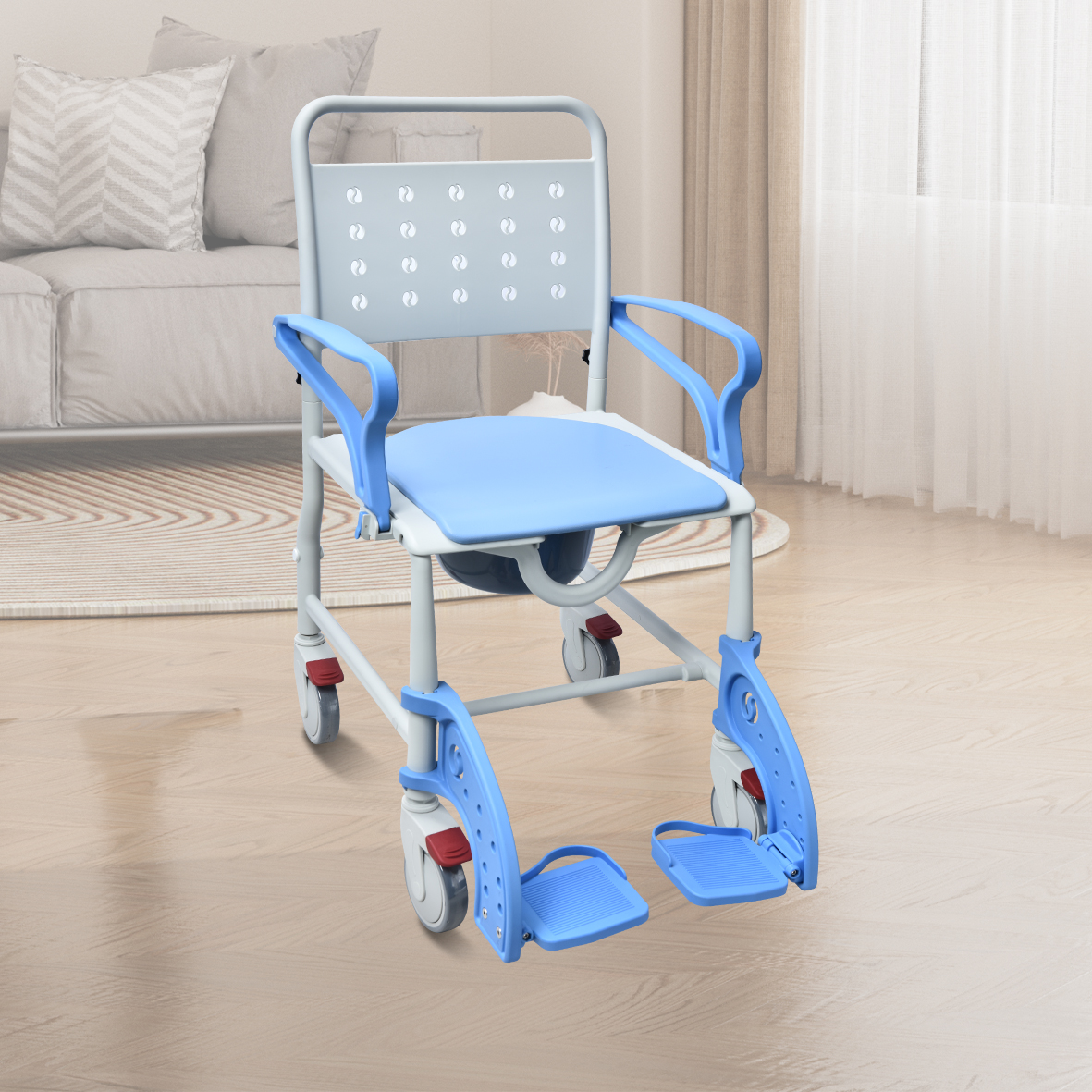 KDB Series Plastic Commode Wheelchair with Detachable Footrest | Wholesale - Image 2