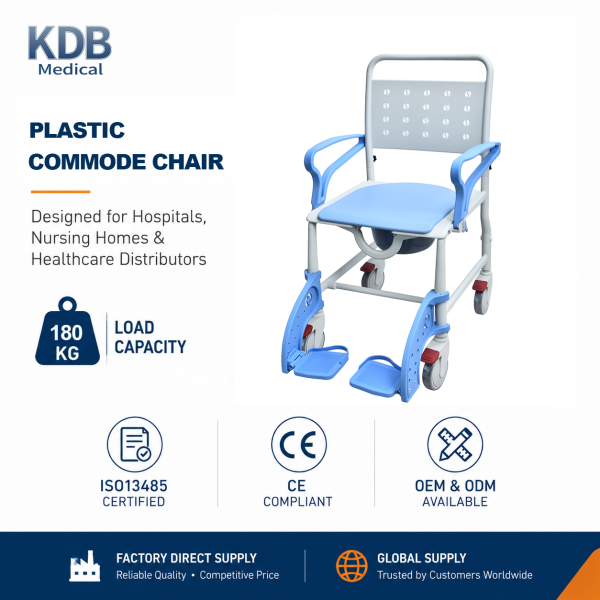 KDB Series Plastic Commode Wheelchair with Detachable Footrest | Wholesale
