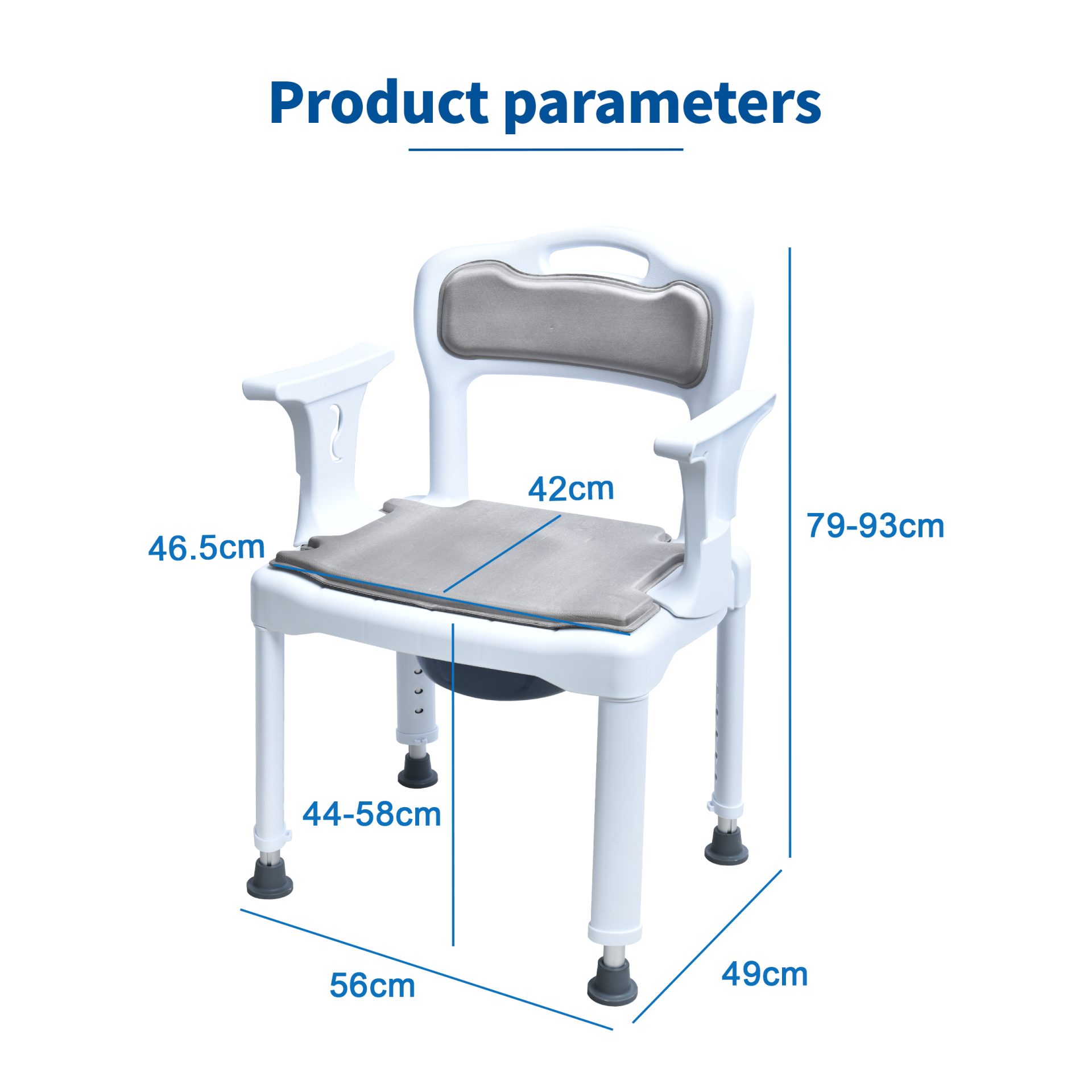 KDB799E-B01 Adjustable PP Commode Chair with Cushion | OEM Factory - Image 2