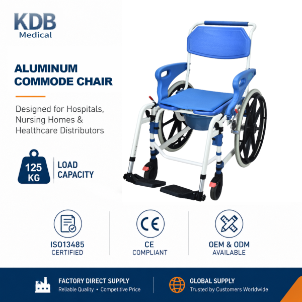 KDB Series Foldable Shower Commode Chair with 8" Rear Wheels | Wholesale
