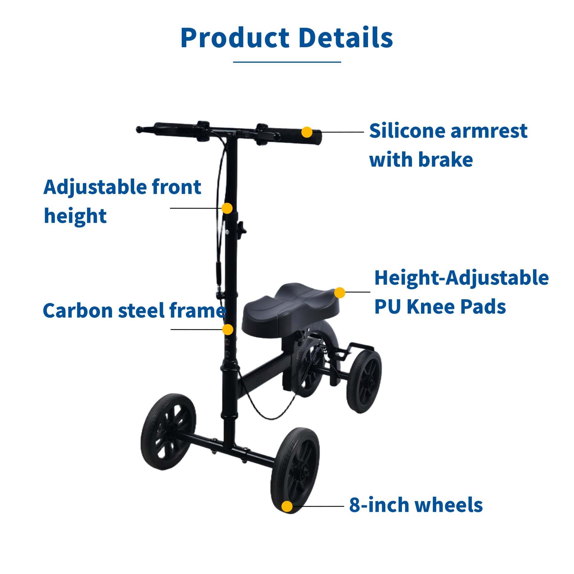 KDB Series Adjustable Wheeled Rollator Walker with Seat | OEM Factory - Image 4