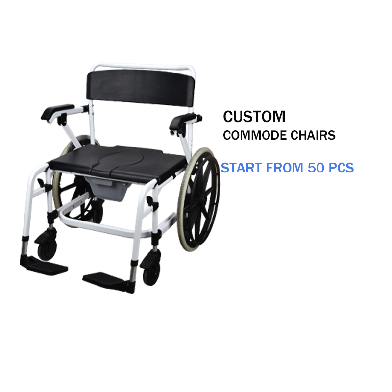 Aluminum Shower Commode Chair with Wheels | OEM Factory - Image 2