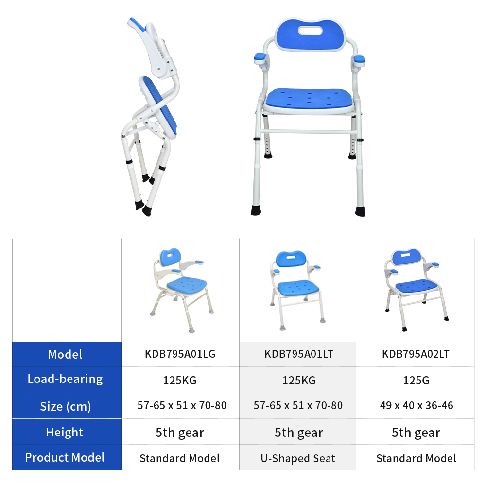 shower chairs with EVA seat models overview table