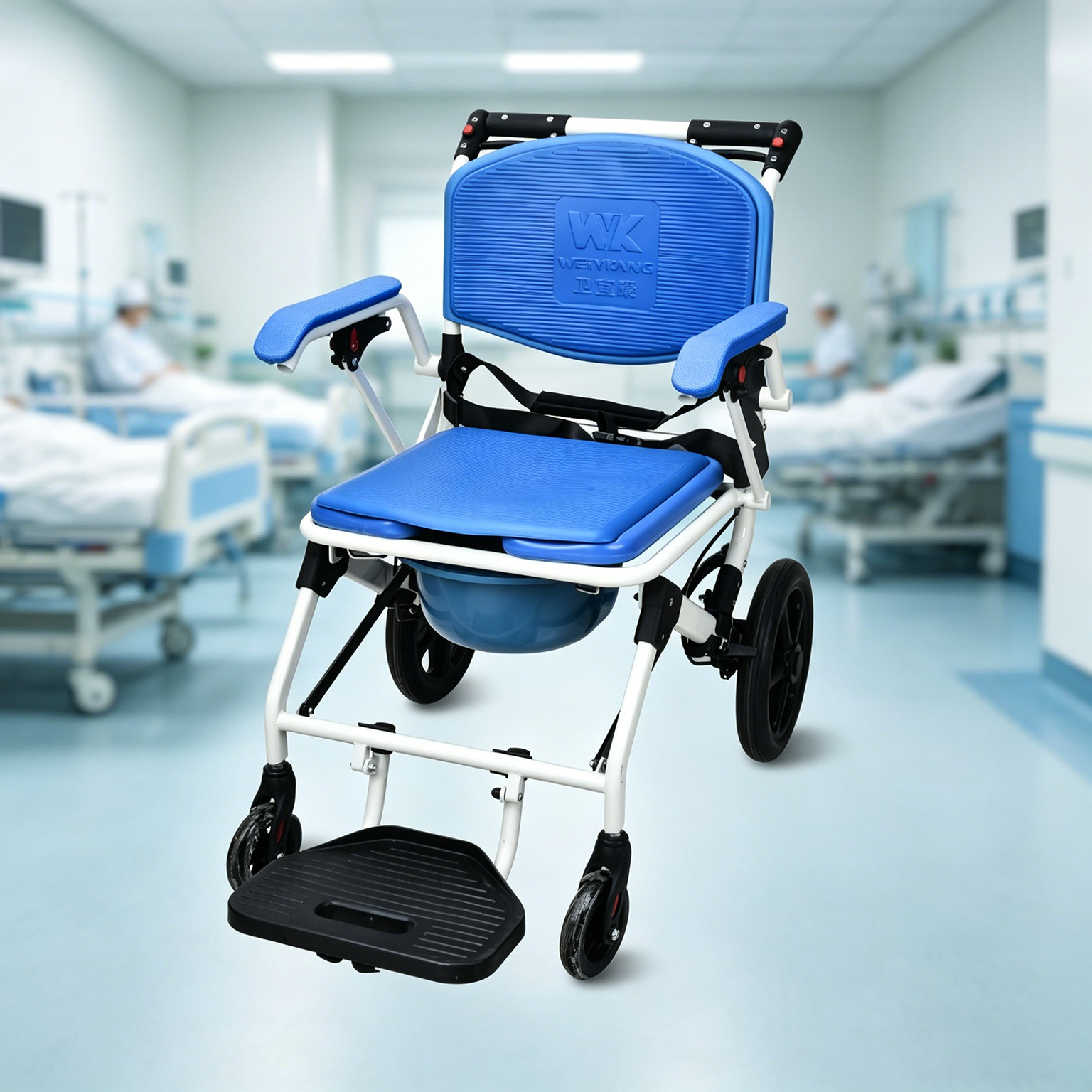 KDB Series Foldable Commode Chair with Wheels | OEM Factory - Image 2